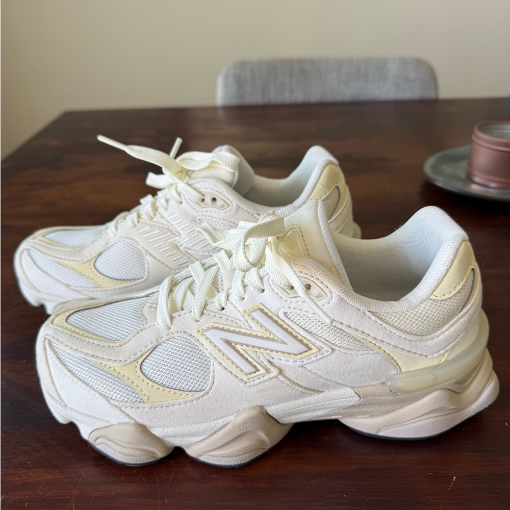 New Balance Off-White and Light Yellow Sneakers